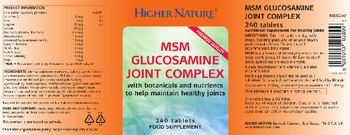 Higher Nature MSM Glucosamine Joint Complex - food supplement