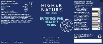 Higher Nature Nutrition for Healthy Veins - food supplement