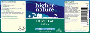 Higher Nature Olive Leaf 500 mg - food supplement