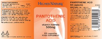 Higher Nature Pantothenic Acid 500mg - food supplement