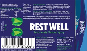 Higher Nature Rest Well Tasty Minty Flavour Spray - food supplement