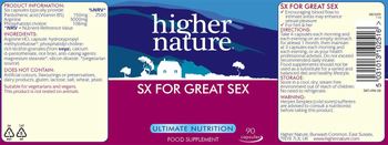 Higher Nature SX For Great Sex - food supplement