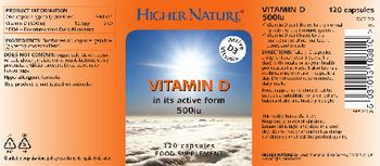 Higher Nature Vitamin D 500 IU - food supplement