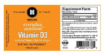 Highland Laboratories Everyday Sunshine Vitamin D3 Natural Lemon Flavor Drops - supplement