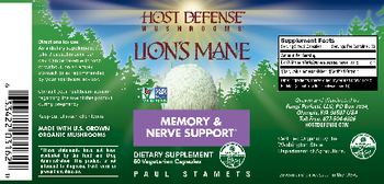 Host Defense Mushrooms Lion's Mane - supplement