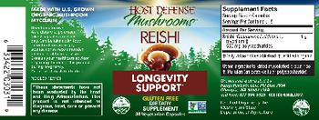 Host Defense Mushrooms Reishi - supplement