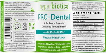 Hyperbiotics PRO-Dental Natural Mint Flavor - natural probiotic supplement