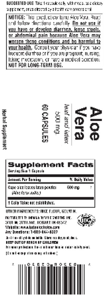 Indiana Botanic Gardens Aloe Vera 500 mg. - herbal supplement