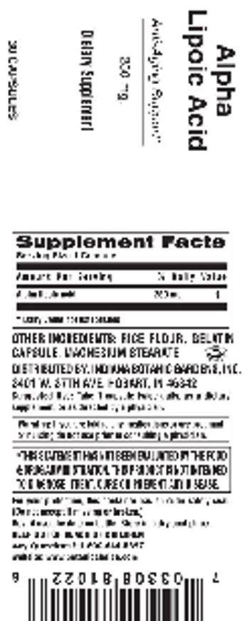 Indiana Botanic Gardens Alpha Lipoic Acid 250 mg - supplement