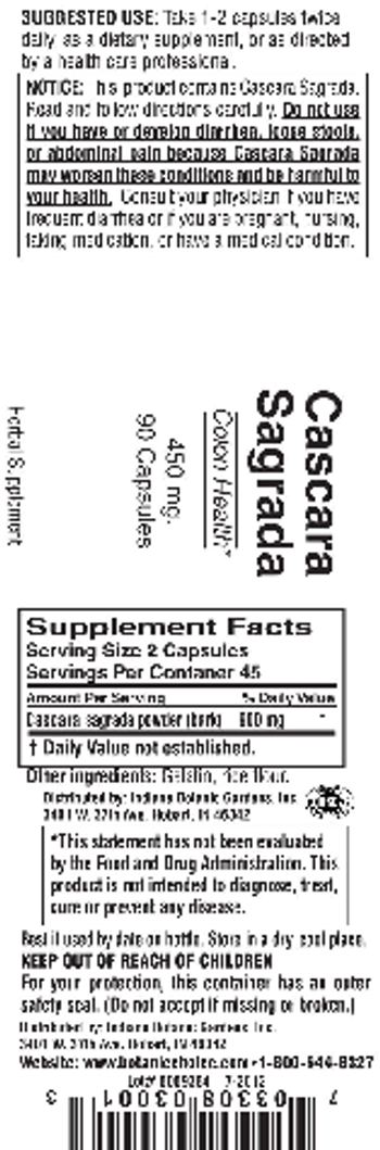 Indiana Botanic Gardens Cascara Sagrada 450 mg - herbal supplement