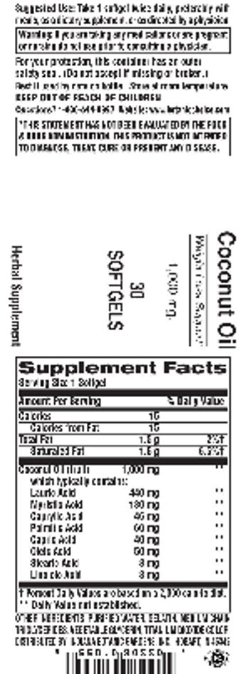 Indiana Botanic Gardens Coconut Oil 1,000 mg - herbal supplement