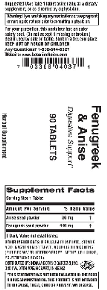 Indiana Botanic Gardens Fenugreek & Anise - herbal supplement