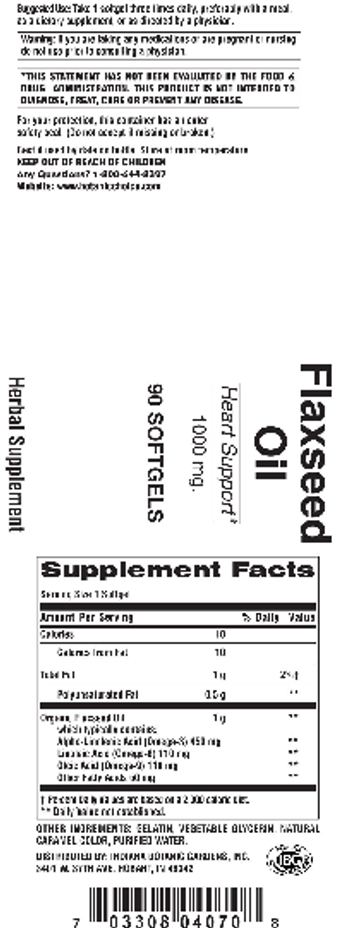 Indiana Botanic Gardens Flaxseed Oil 1000 mg. - herbal supplement