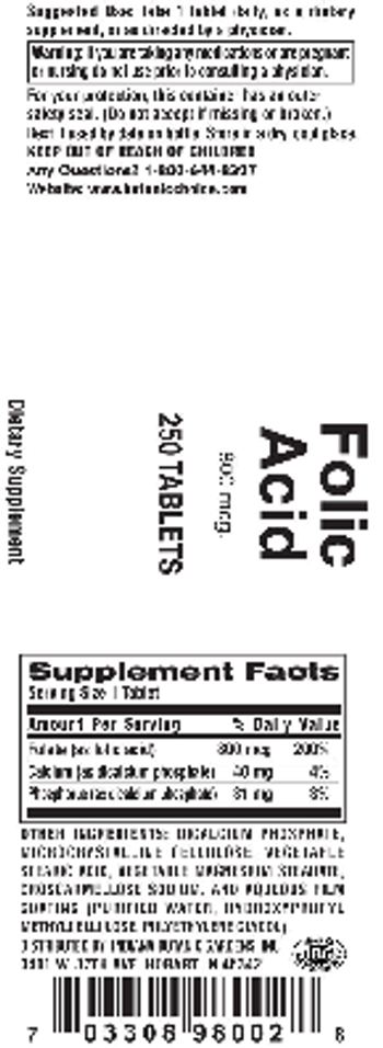 Indiana Botanic Gardens Folic Acid 800 mcg - supplement