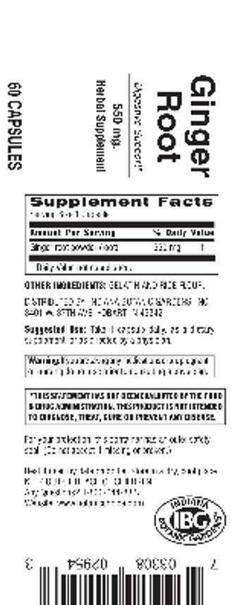 Indiana Botanic Gardens Ginger Root 500 mg - herbal supplement