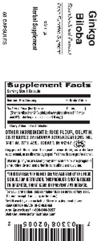 Indiana Botanic Gardens Ginkgo Biloba Standardized Extract 60 mg. - herbal supplement