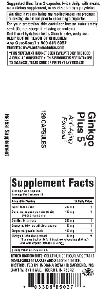 Indiana Botanic Gardens Ginkgo Plus 5 - herbal supplement