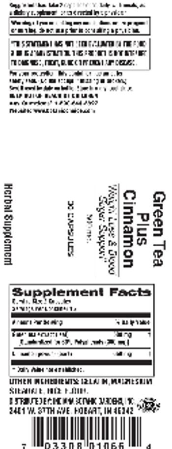 Indiana Botanic Gardens Green Tea Plus Cinnamon 500 mg. - herbal supplement