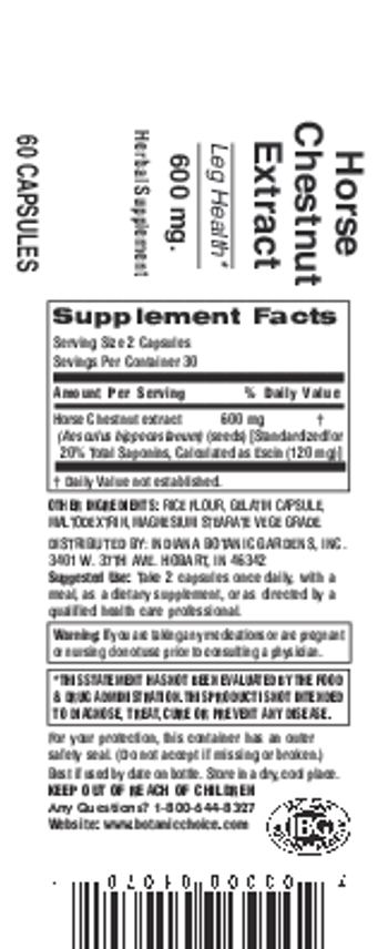 Indiana Botanic Gardens Horse Chestnut Extract 600 mg - herbal supplement