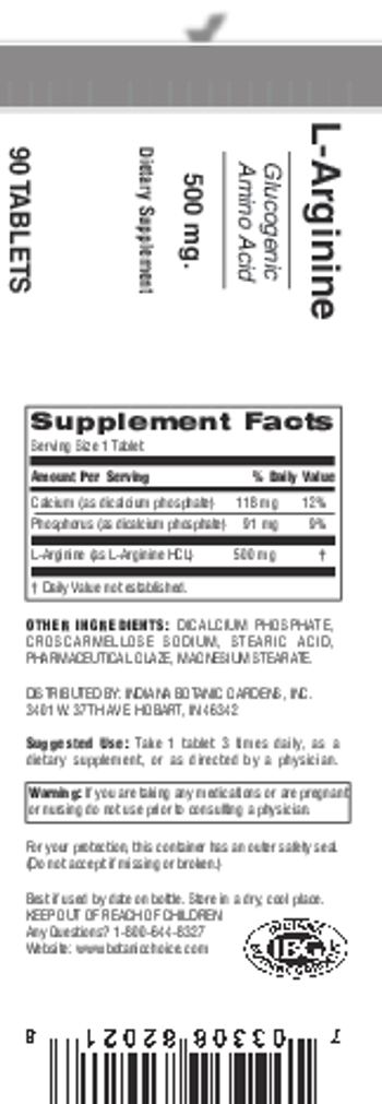 Indiana Botanic Gardens L-Arginine 500 mg - supplement