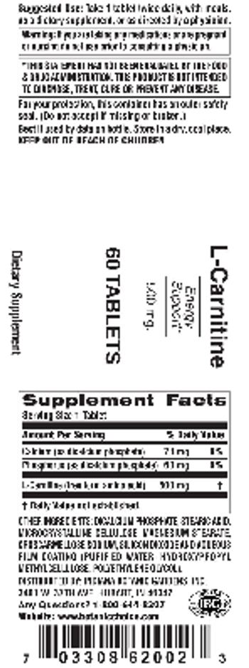 Indiana Botanic Gardens L-Carnitine 500 mg. - supplement