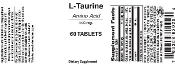 Indiana Botanic Gardens L-Taurine 500 mg - supplement