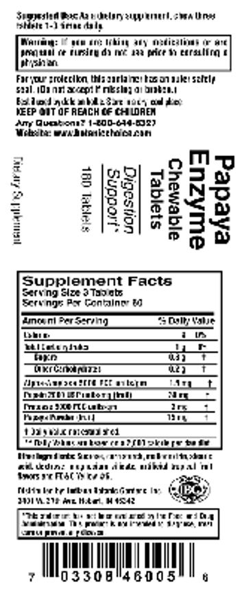 Indiana Botanic Gardens Papaya Enzyme Chewable Tablets - supplement