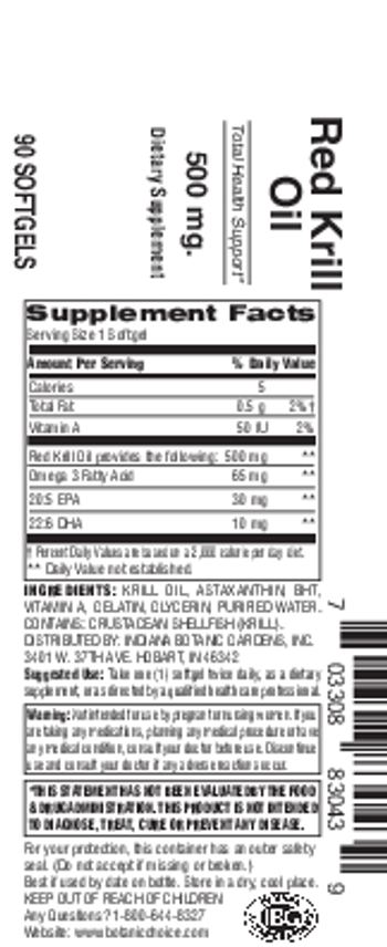 Indiana Botanic Gardens Red Krill Oil 500 mg - supplement