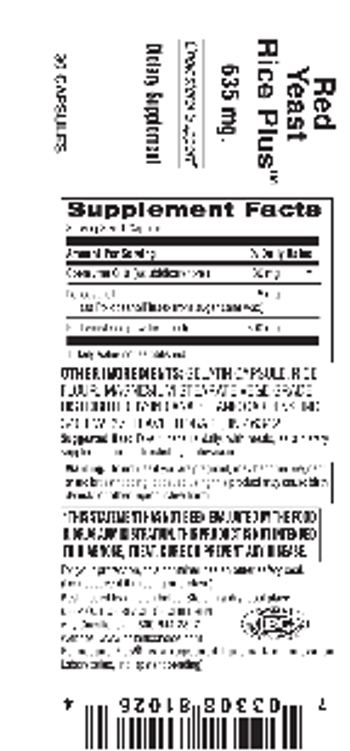 Indiana Botanic Gardens Red Yeast Rice Plus 635 mg - supplement