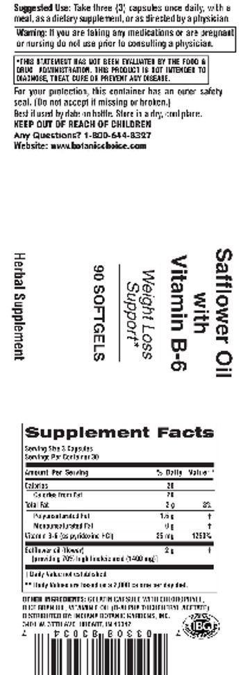 Indiana Botanic Gardens Safflower Oil With Vitamin B-6 - herbal supplement