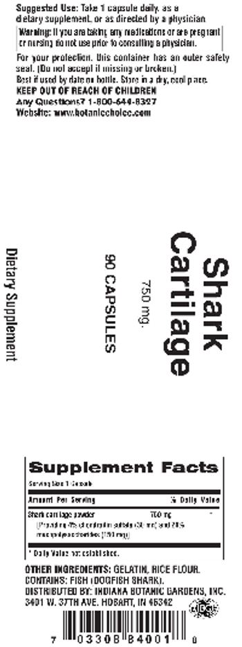 Indiana Botanic Gardens Shark Cartilage 750 mg. - supplement