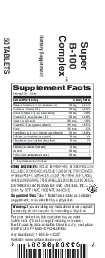 Indiana Botanic Gardens Super B-100 Complex - supplement