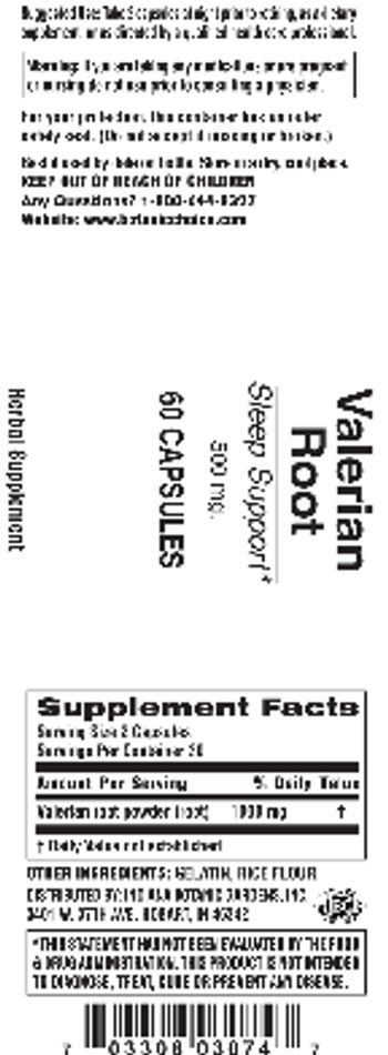 Indiana Botanic Gardens Valerian Root 500 mg - herbal supplement