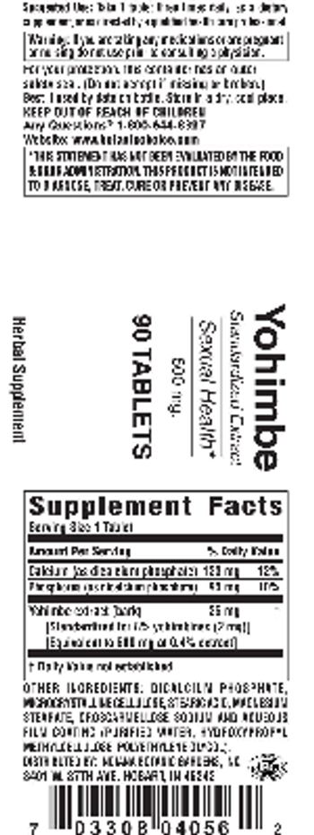 Indiana Botanic Gardens Yohimbe 500 mg - herbal supplement