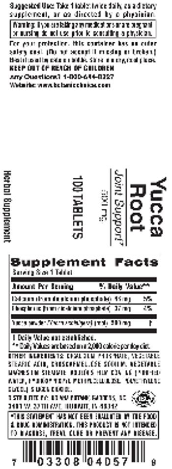 Indiana Botanic Gardens Yucca Root 500 mg. - herbal supplement