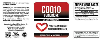 Infiniti Creations CoQ10 Ubiquinone 200 mg daily - supplement