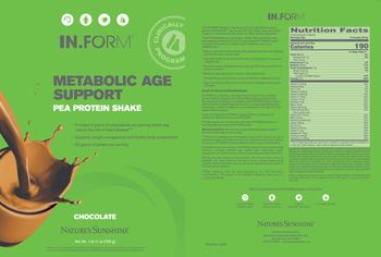 IN.FORM Nature's Sunshine Metabolic Age Support Pea Protein Shake Chocolate - supplement