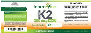 Innerzyme Vitamin K2 300 mcg MK-7 - supplement