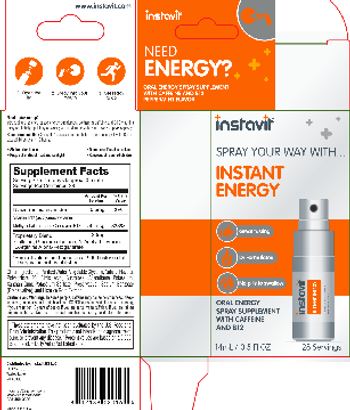 Instavit Instant Energy Peppermint Flavor - oral energy spray supplement