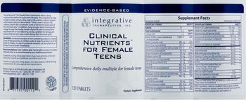 Integrative Therapeutics Clinical Nutrients for Female Teens - supplement