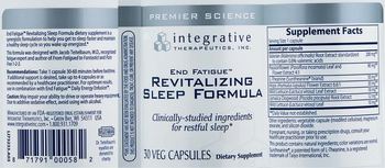Integrative Therapeutics End Fatigue Revitalizing Sleep Formula - supplement