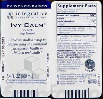 Integrative Therapeutics Ivy Calm - ivy leaf supplement