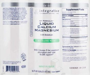 Integrative Therapeutics NF Formulas Liquid Calcium Magnesium With Botanicals Mint Flavor - supplement