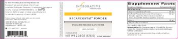 Integrative Therapeutics Recancostat Powder Unflavored - supplement