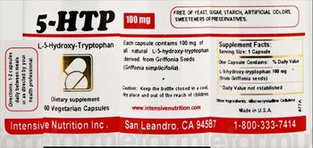 Intensive Nutrition Inc 5-HTP 100 mg - supplement