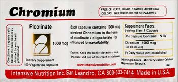 Intensive Nutrition Inc Chromium Picolinate 1000 mcg - supplement