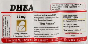 Intensive Nutrition Inc DHEA 25 mg - supplement