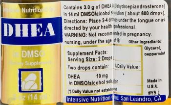 Intensive Nutrition Inc DHEA - supplement