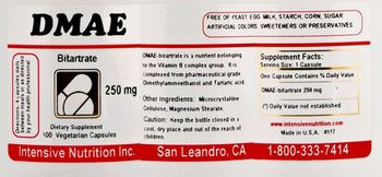 Intensive Nutrition Inc DMAE Bitartrate 250 mg - supplement