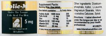 Intensive Nutrition Inc Folic-M 5 mg - supplement